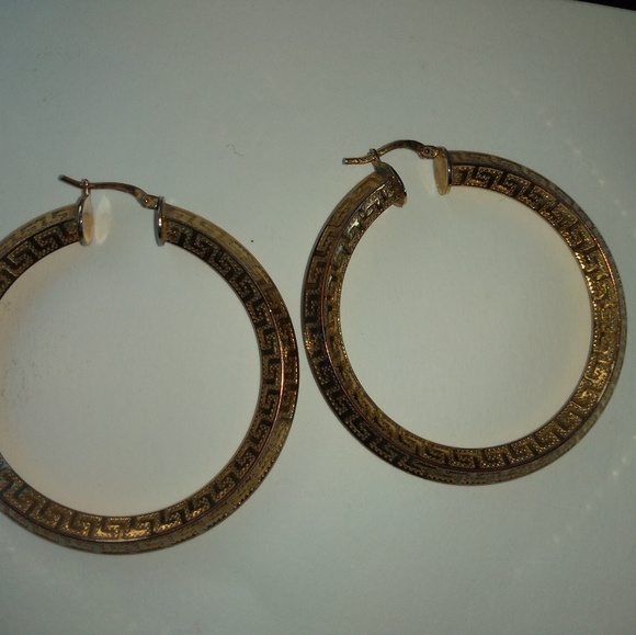 10k gold over Sterling silver hoop earrings - Picture 4 of 4